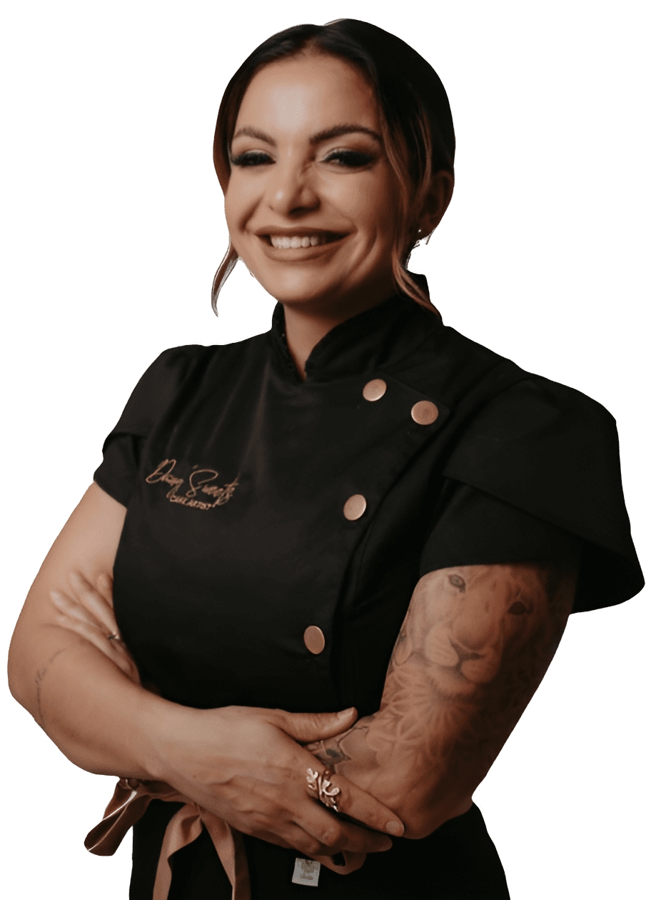 Daniela crafting a cake